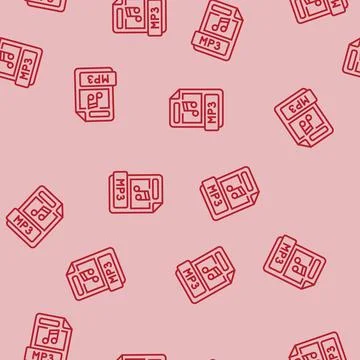Mp3 file format document line seamless pattern Stock Illustration