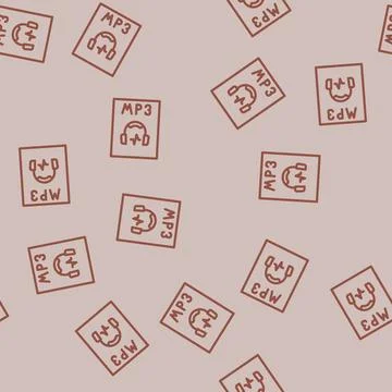 Mp3 file format document line vector seamless pattern Stock Illustration