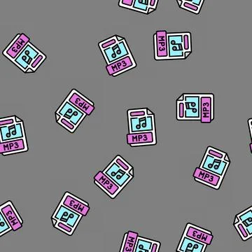 Mp3 file format document vector seamless pattern Illustrazione stock