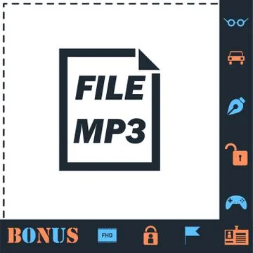 MP3 File icon flat Stock Illustration