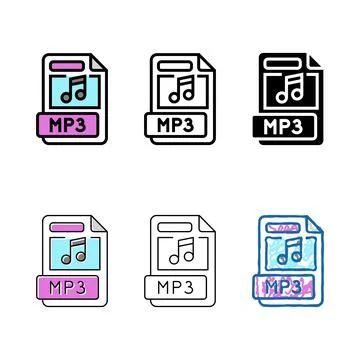 Mp3 file simplified format document color icon vector 스톡 일러스트