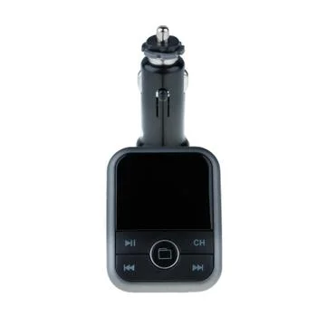 Mp3 Fm transmitter with remote control isolated on white background. It plays 스톡 사진