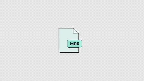 MP3 format for audio file neubrutalism UI element animation Stock Footage 337034158