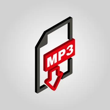 Mp3 icon. 3D isometric file audio format symbol. Flat Vector illustration Stock-Illustration