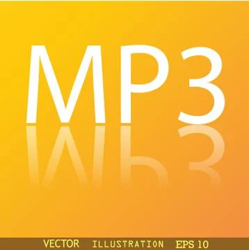 Mp3 music format icon symbol Flat modern web design with reflection and space Stock Illustration