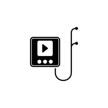 MP3 Music Player with Headphones Solid Flat Vector Icon Isolated on White Bac Stockillustratie