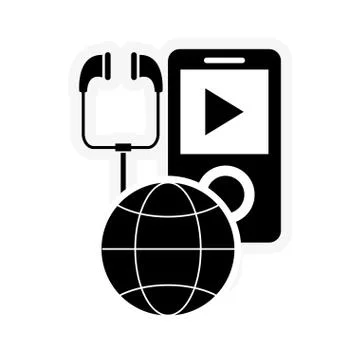 Mp3 player and earth globe diagram icon Illustrazione stock