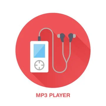 Mp3 player flat style icon. Wireless technology, audio device sign. Vector Stock Illustration