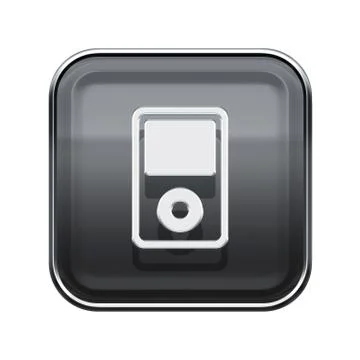 Mp3 player glossy grey, isolated on white background Illustrazione stock