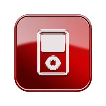 Mp3 player glossy red, isolated on white background Illustration