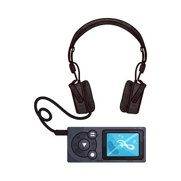 Mp3 player with headphone illustration Stock Illustration