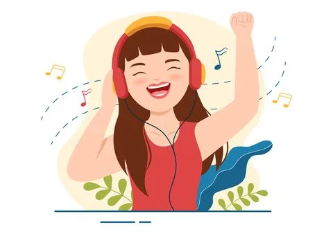 MP3 Player with Headphones, Headset and Phone of Music Listening Devices in M Stock Illustration