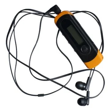 Mp3 player with headphones Stock Photos