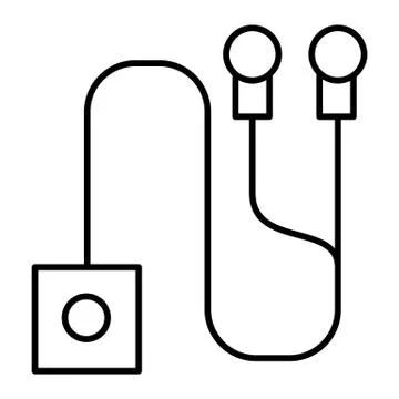 Mp3 player with headphones thin line icon. Audio vector illustration isolated on Stock Illustration