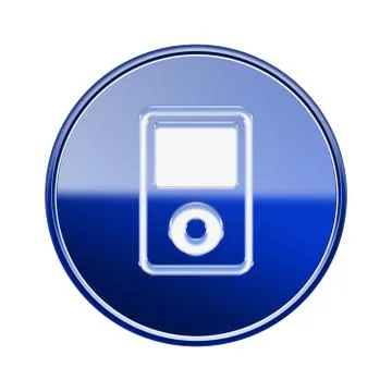 Mp3 player icon glossy blue, isolated on white background イラスト素材