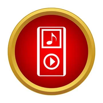 Mp3 player icon with music note and play button Illustrazione stock