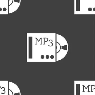Mp3 player icon sign. Seamless pattern on a gray background. Vector Stockillustratie