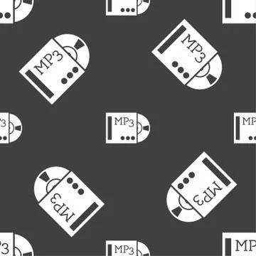 Mp3 player icon sign. Seamless pattern on a gray background. Vector Stockillustratie