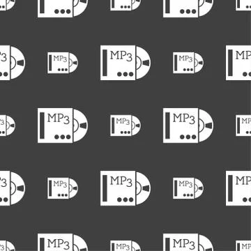 Mp3 player icon sign. Seamless pattern on a gray background. Vector Stock Illustration