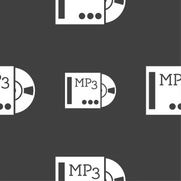 Mp3 player icon sign. Seamless pattern on a gray background. Vector イラスト素材