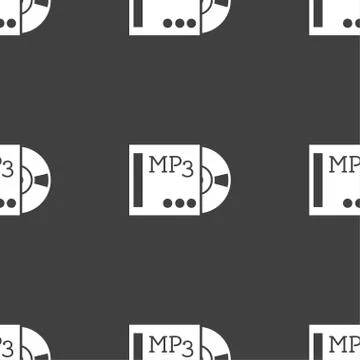 Mp3 player icon sign. Seamless pattern on a gray background. Vector Stock Illustration