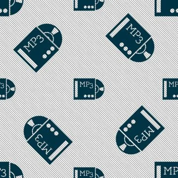 Mp3 player icon sign. Seamless pattern with geometric texture. イラスト素材