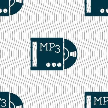 Mp3 player icon sign. Seamless pattern with geometric texture. Stockillustratie