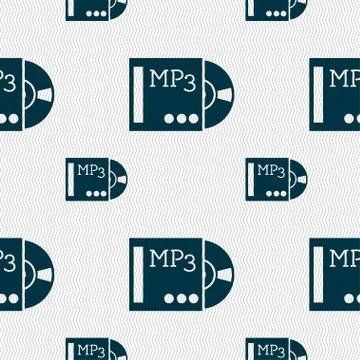 Mp3 player icon sign. Seamless pattern with geometric texture. Stockillustratie