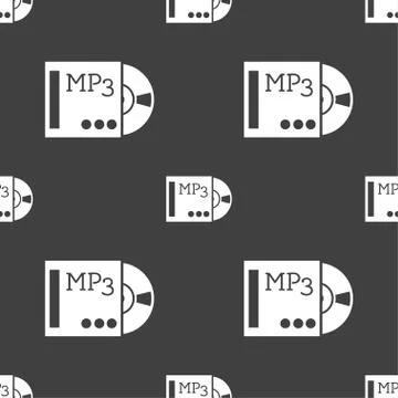 Mp3 player icon sign. Seamless pattern on a gray background. 스톡 일러스트