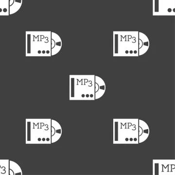 Mp3 player icon sign. Seamless pattern on a gray background. 库存插图