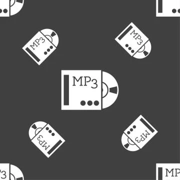 Mp3 player icon sign. Seamless pattern on a gray background. Stockillustratie