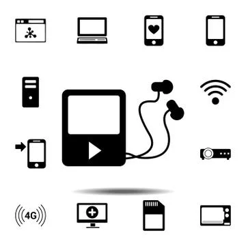 Mp3 player icon. Simple glyph vector element of Technology icons set for UI a Stock Illustration