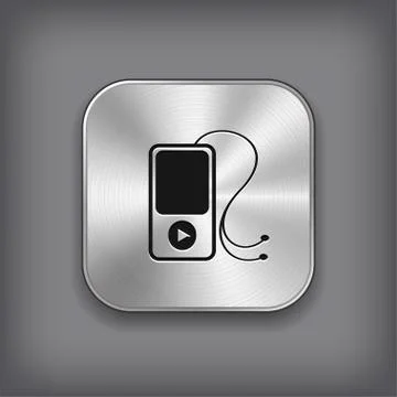 MP3 player icon - vector metal app button Stock Illustration