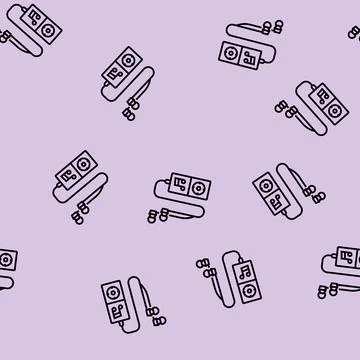 Mp3 player line seamless pattern Stockillustratie