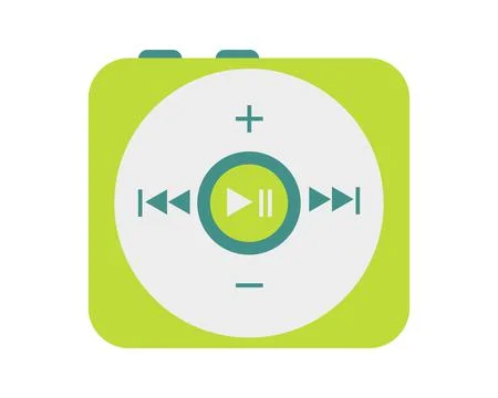 Mp3 player mini portable gadget music green flat Stock Illustration