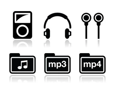 Mp3 player vector icons set Illustrazione stock