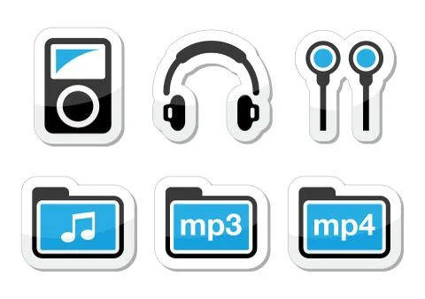 Mp3 player vector icons set Stock Illustration