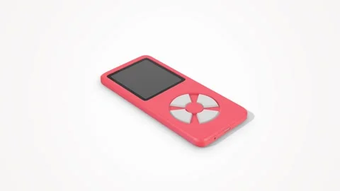 MP3 Player on a White Floor. Portable Media Player 3D Animation. 4K Stock Footage 308639072
