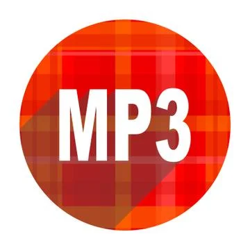Mp3 red flat icon isolated. 库存插图