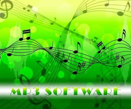 Mp3 Software Means Music Program Or Player Stock-Illustration
