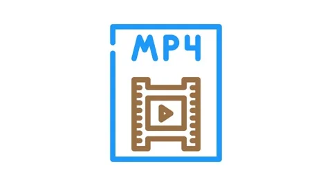 Mp4 file format document color icon animation Stock Footage 327271838