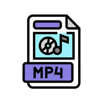 Mp4 file format document color icon vector illustration 库存插图