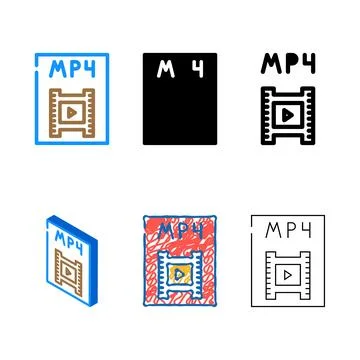 Mp4 file format document color icon vector designs Illustrazione stock