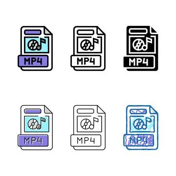 Mp4 file format document color icon vector looks 스톡 일러스트