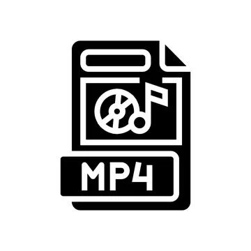 Mp4 file format document glyph icon vector illustration 库存插图