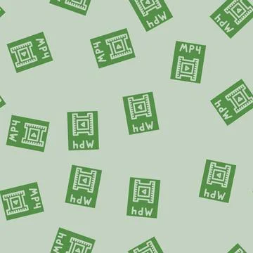 Mp4 file format document glyph vector seamless pattern Stock Illustration
