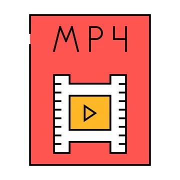 Mp4 file format document icon color illustration イラスト素材
