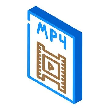 Mp4 file format document isometric icon vector illustration 스톡 일러스트