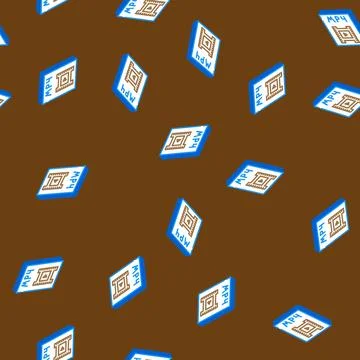 Mp4 file format document isometric icon seamless pattern Stock Illustration