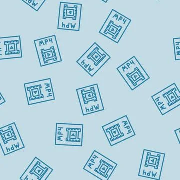 Mp4 file format document line vector seamless pattern Illustrazione stock